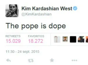 Kim Kardashian causa polémica por tuit sobre el Papa