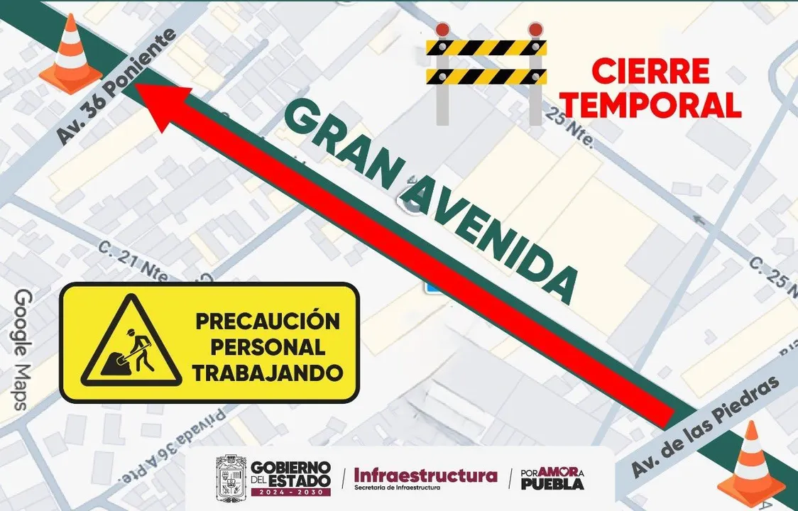 Cierres viales en Parque Ecológico y Gran Avenida
