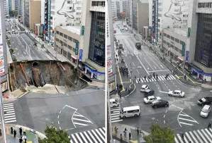 VIDEO: En Japón reparan enorme socavón en cuestión de horas