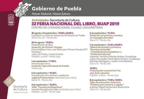 Secretaría de Cultura presenta actividades en Feria Nacional del Libro BUAP 2019