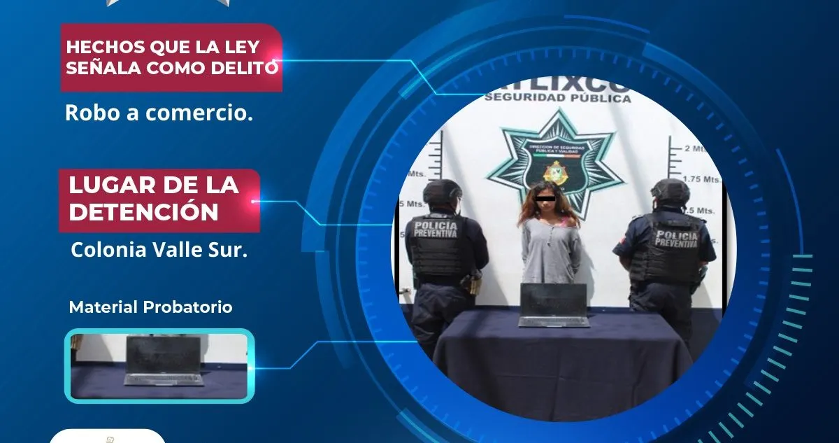 Policía Municipal de Atlixco detiene a probable responsable de robo a comercio
