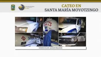 Durante cateo en Moyotzingo, autoridades aseguran tres pipas de gas y droga