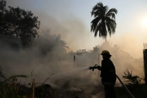 Atienden tres incendios forestales activos en Banderilla, Veracruz