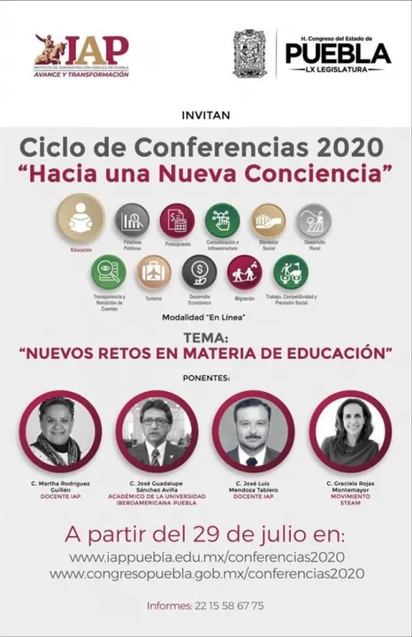 Anuncia LX Legislatura con el IAP, ciclo de conferencias 2020 “Hacia una nueva conciencia”
