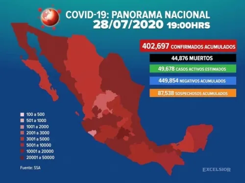 México supera los 400 mil casos positivos de covid-19