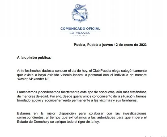 Comunicado Club Puebla