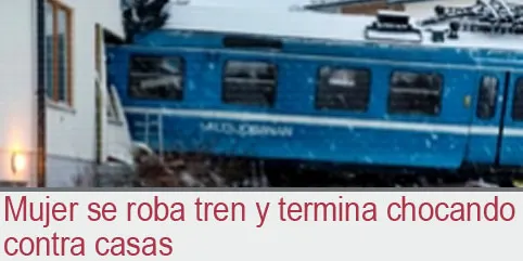 Mujer se roba tren y termina chocando contra casas