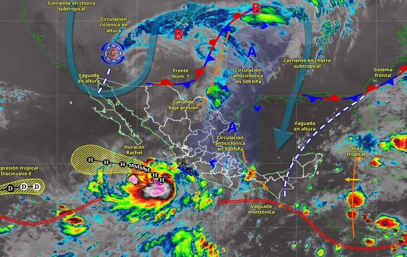 Rachel se intensifica a huracán categoría 1 y genera lluvia intensa en Jalisco, Colima, Michoacán y Guerrero