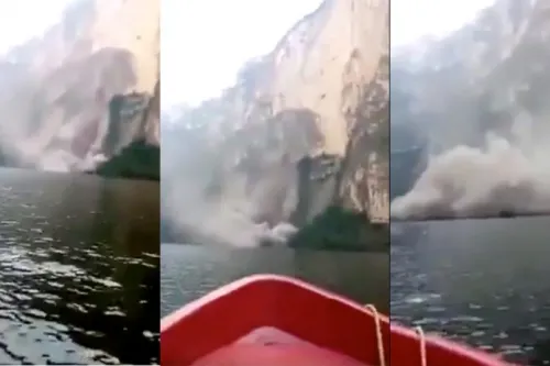 Turistas captan derrumbe en Cañón del Sumidero