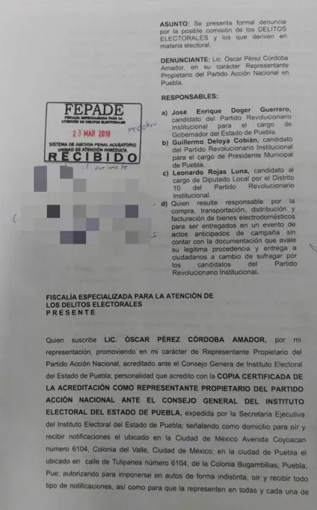 Doger, Deloya y Rojas, denunciados ante la Fepade