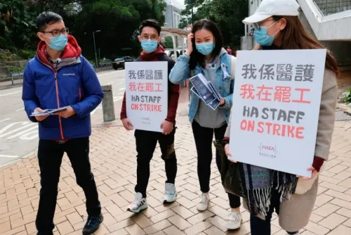 En huelga, médicos y enfermeras de Hong Kong