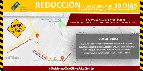 Por obras, cierre de carriles en Periférico Ecológico