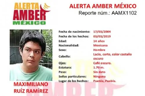 Activan Alerta Amber para localizar a Maximiliano Ruiz Ramírez