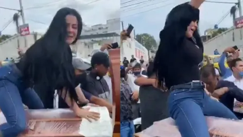 Mujer perrea en el ataúd de su esposo para cumplir su última voluntad