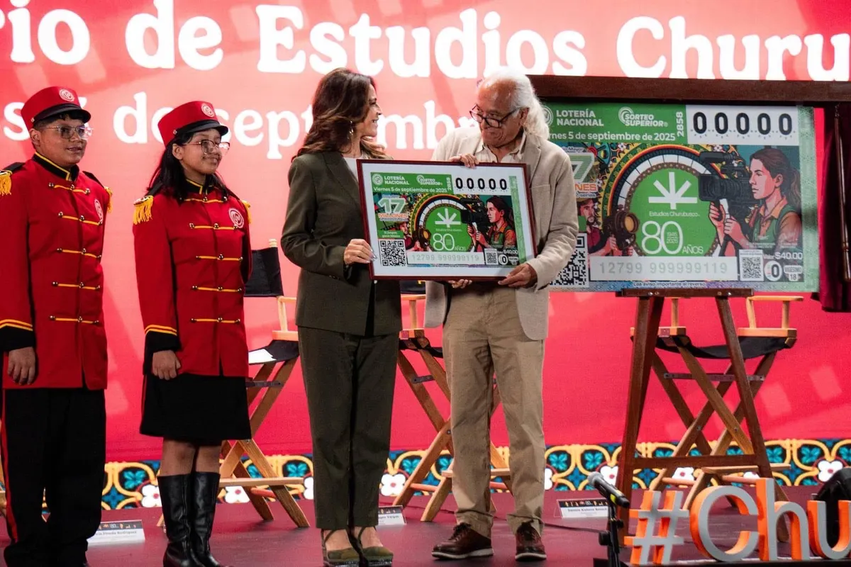 Ocho décadas de Estudios Churubusco resaltan en la imagen del billete de Lotería Nacional
