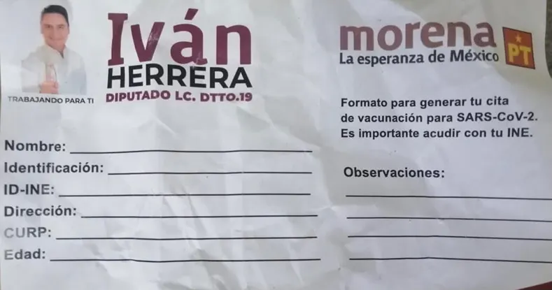 Candidato pide datos personales a cambio de vacuna anti-Covid