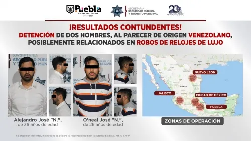 Caen dos sujetos que estarían involucrados en robos de relojes de lujo en la Atlixcáyotl