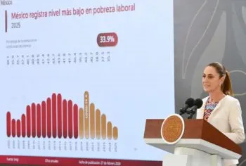 Destaca Sheinbaum que 2025 fue el año más bajo en pobreza laboral en dos décadas