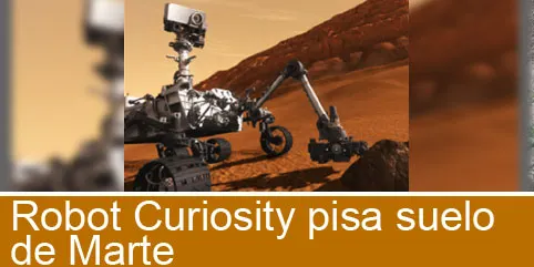 Robot Curiosity pisa suelo de Marte
