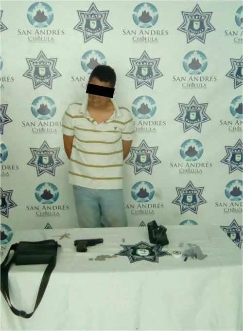 SSP y Policía de San Andrés Cholula aseguraron a hombre por robo a cuentahabiente