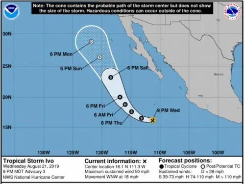 Activan alerta azul en Sonora por tormenta tropical ‘Ivo’