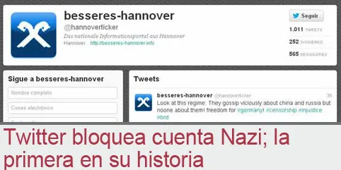 Twitter bloquea cuenta Nazi; la primera en su historia