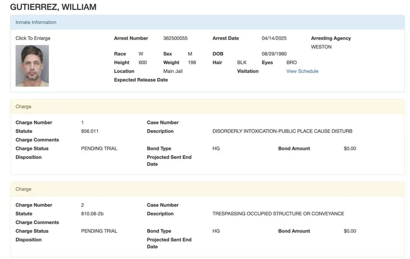 Arrestan a William Levy en Miami por disturbios públicos en presunto estado de intoxicación