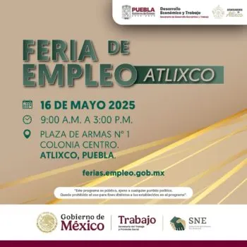 Ayuntamiento de Atlixco impulsa empleo con 8ª Feria del Empleo en el Zócalo