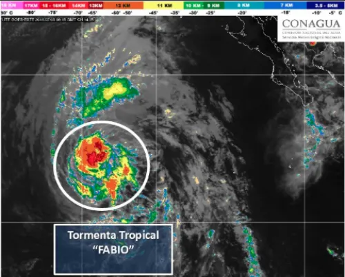 Fabio se debilita a tormenta tropical