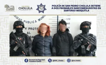 Detienen en San Pedro Cholula a presuntos narcomenudistas con armas y cristal en Santiago Mixquitla