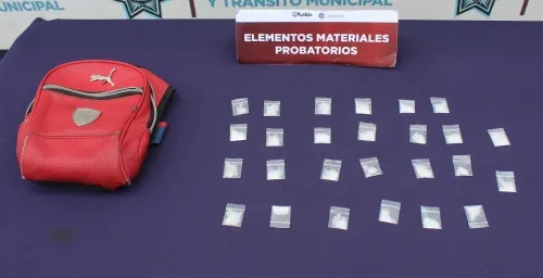 Aseguró unidad canina de la policía municipal más de 20 dosis de posible cristal