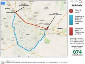 Anuncian cierres nocturnos en la autopista México-Puebla