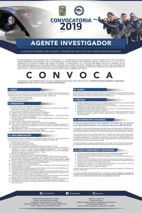 La Fiscalía de Puebla abre convocatoria para áreas sustantivas