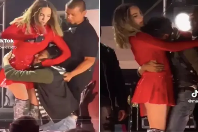 Fanático emocionado se cuelga de Belinda