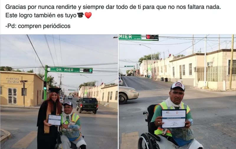 Joven dedica título a su padre