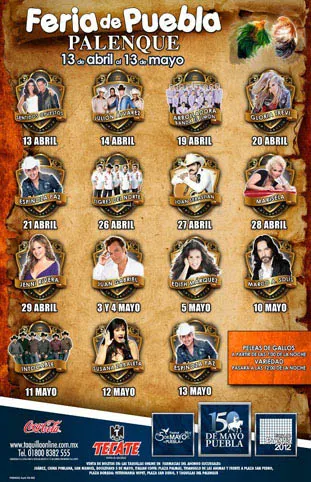 Cartelera por festejos del 5 de Mayo