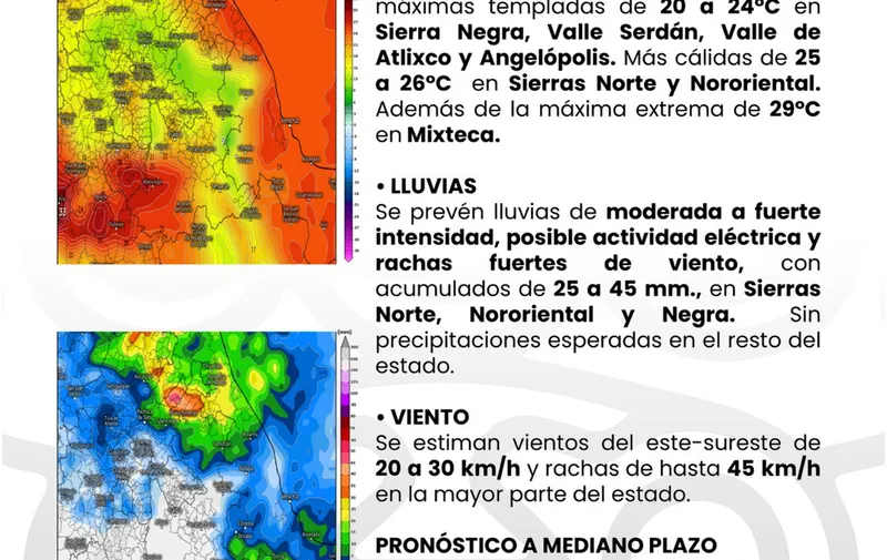 Frente frío 15 en Puebla