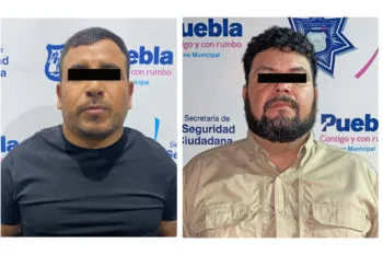 Policía Municipal de Puebla detiene a dos hombres por portación ilegal de un arma de fuego