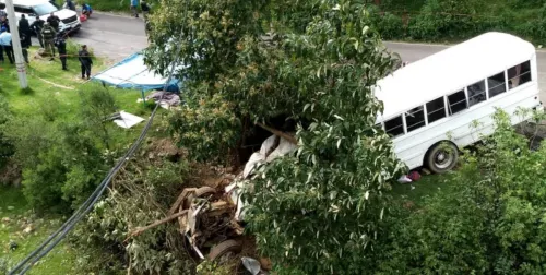 Autobús se queda sin frenos y mueren 8 al caer a barranco en Michoacán