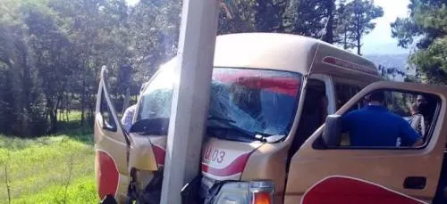 Conductor de transporte público choca contra un poste