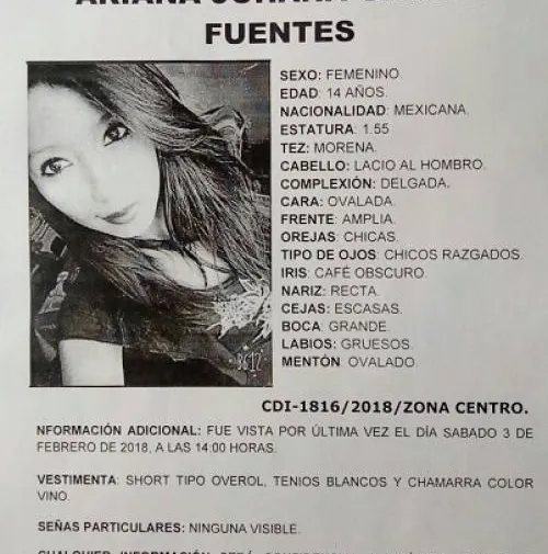 Servicio Social para ubicar a Ariana Johana García de 15 años de edad