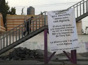 Aparecen mantas rechazando candidatura de Gali a la alcaldía