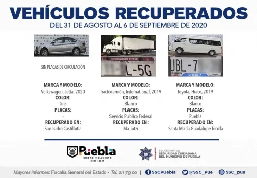 Remitió policía municipal de Puebla 14 vehículos ante el Agente del Ministerio Público