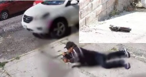 Capta cámara de seguridad a uno de los asaltantes involucrados en la balacera en La Paz