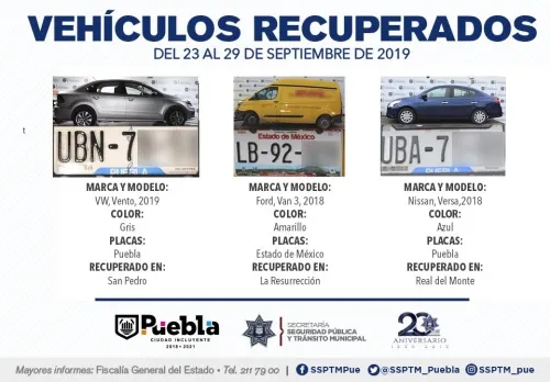 Recuperaron fuerzas municipales de Puebla nueve vehículos con reporte de robo
