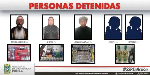 La SSP del Estado de Puebla detuvo a cinco personas presuntamente dedicadas al robo