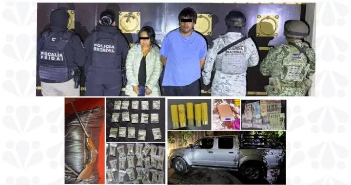 Cateo en Atlixco deja dos detenidos y aseguramiento de droga, arma y vehículo