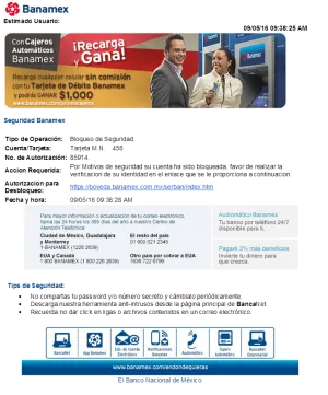 Alertan por nuevo correo falso de Banamex