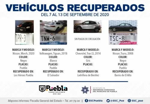 Policía municipal recuperó ocho vehículos reportados como robados