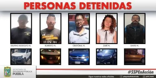 La SSP del Estado detuvo a cinco personas en posesión de vehículos con reporte de robo